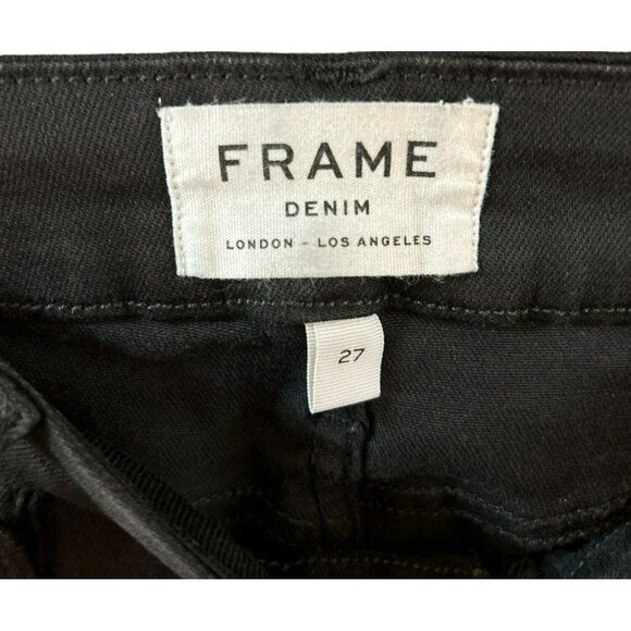 Frame Denim Women's Black Le Crop Mini Boot Jeans Size 27 LCMBPS398 Side Slit - Picture 3 of 5